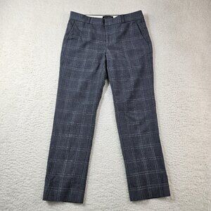 Banana Republic Slacks Ryan Women's Size 6 Gray Cream Plaid Pants Wool Work Wear
